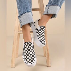 Vans Black and White Checkerboard Slip-Ons size 7